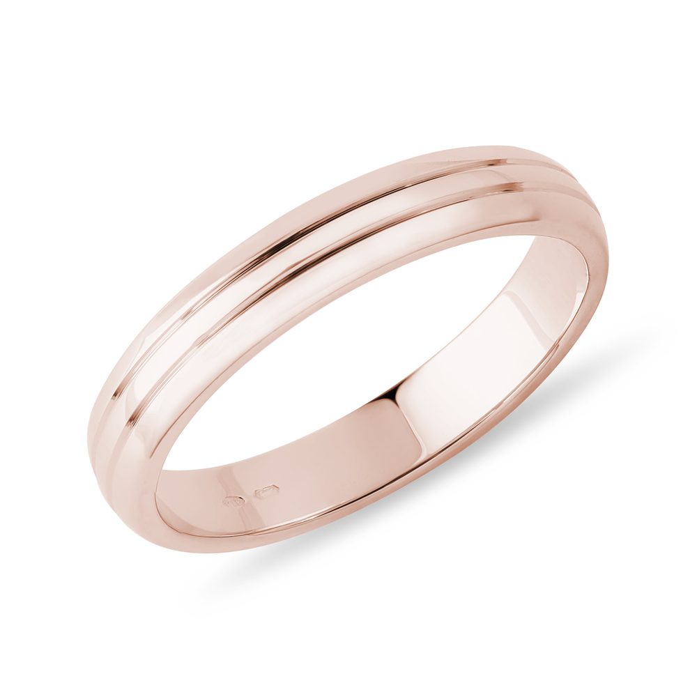 E-shop Pánský snubní prsten s rytinou v růžovém zlatě