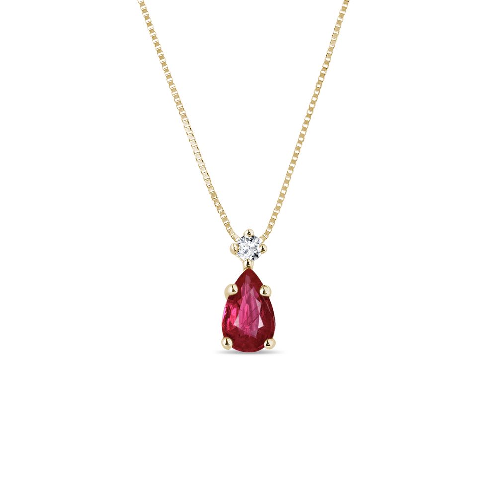 E-shop Zlatý náhrdelník s rubínem a diamantem