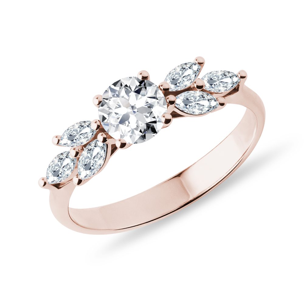 Úchvatný diamantový prsten z růžového 14k zlata KLENOTA