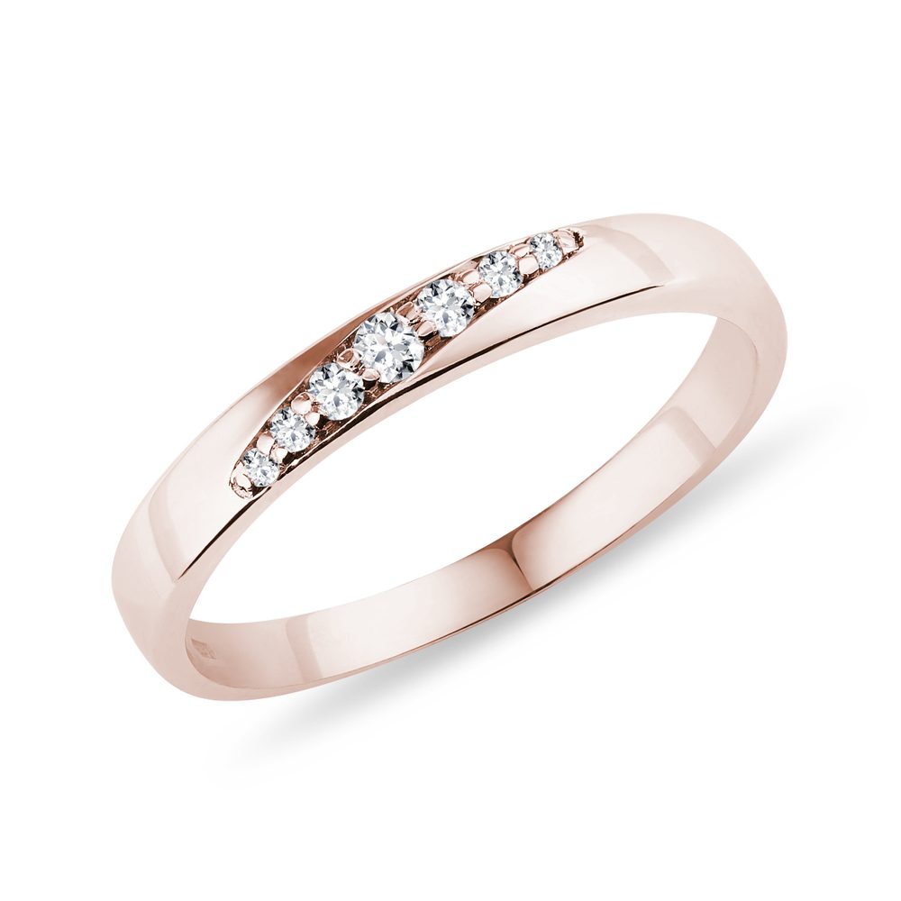 E-shop Dámský prsten s diamanty v růžovém zlatě