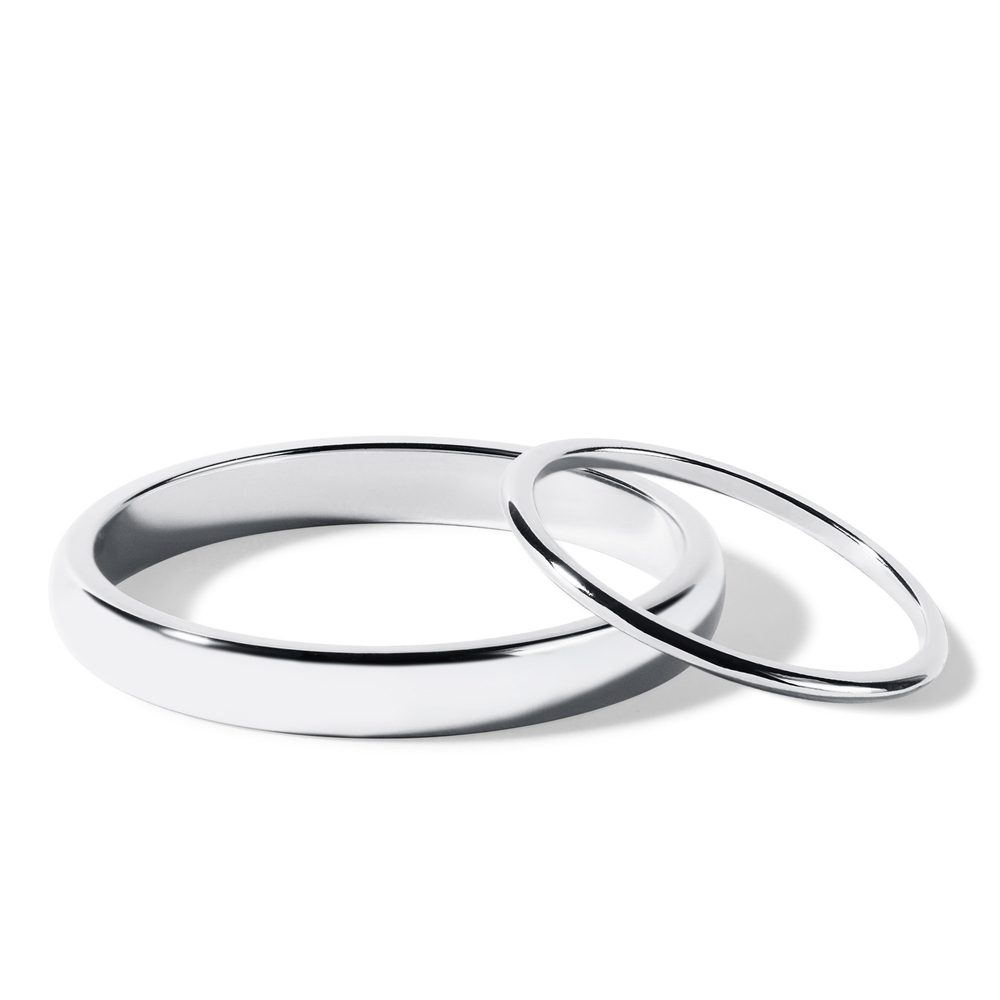 Minimalistické snubní prsteny v bílém zlatě KLENOTA