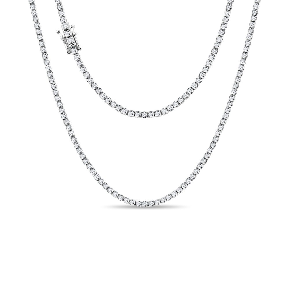 Diamantový tenisový náhrdelník v bílém zlatě KLENOTA