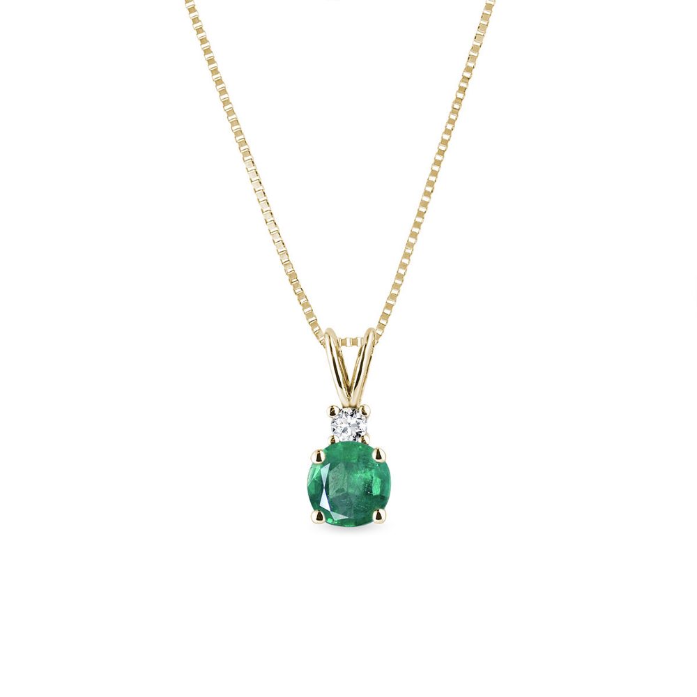 E-shop Zlatý smaragdový náhrdelník s diamantem