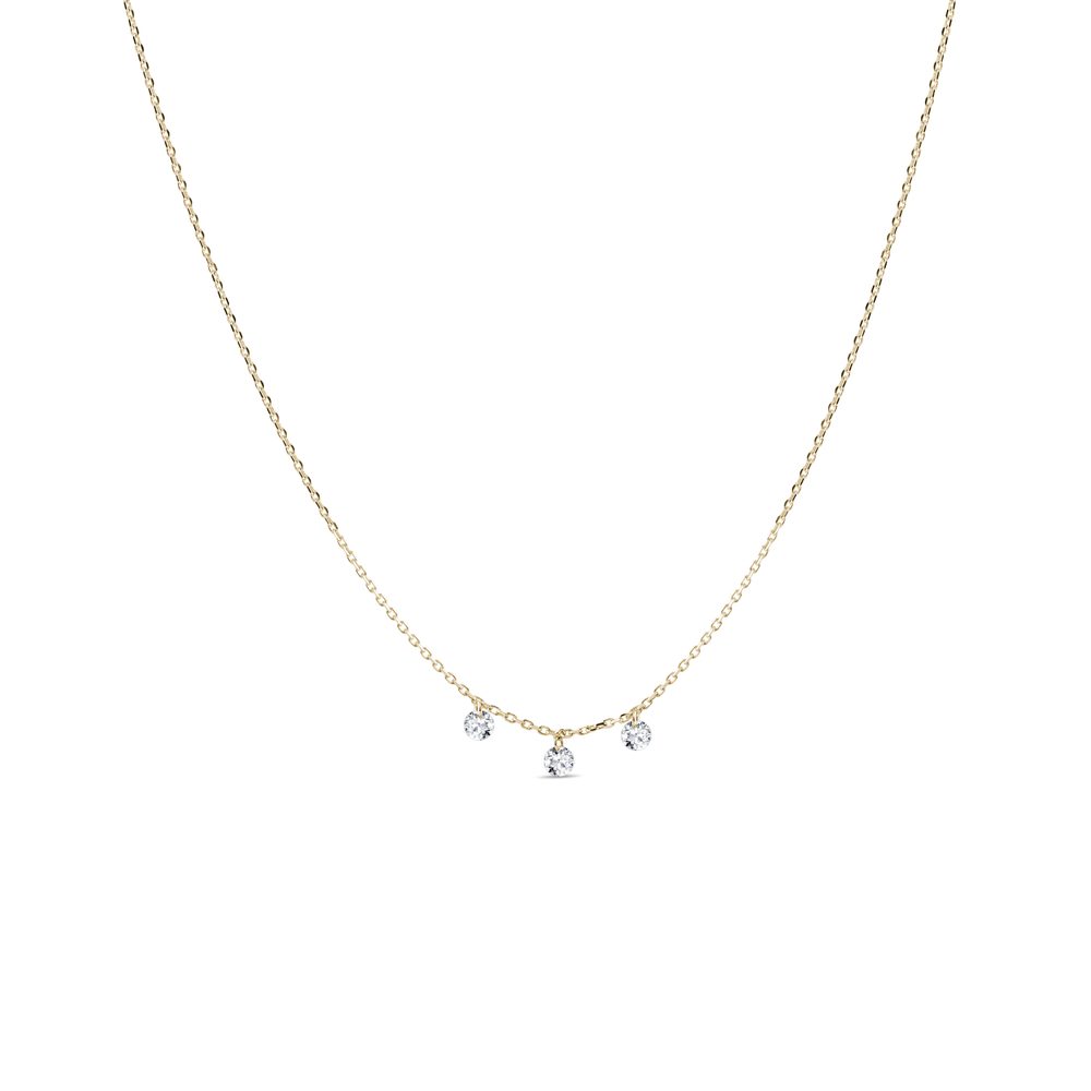 Zlatý náhrdelník se třemi lab grown diamanty KLENOTA