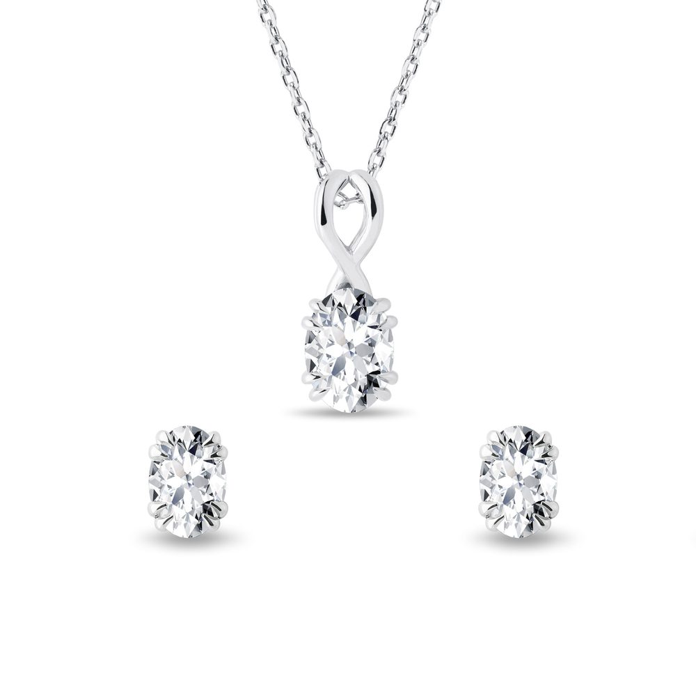 Set náhrdelníku a náušnic s diamanty v bílém zlatě KLENOTA