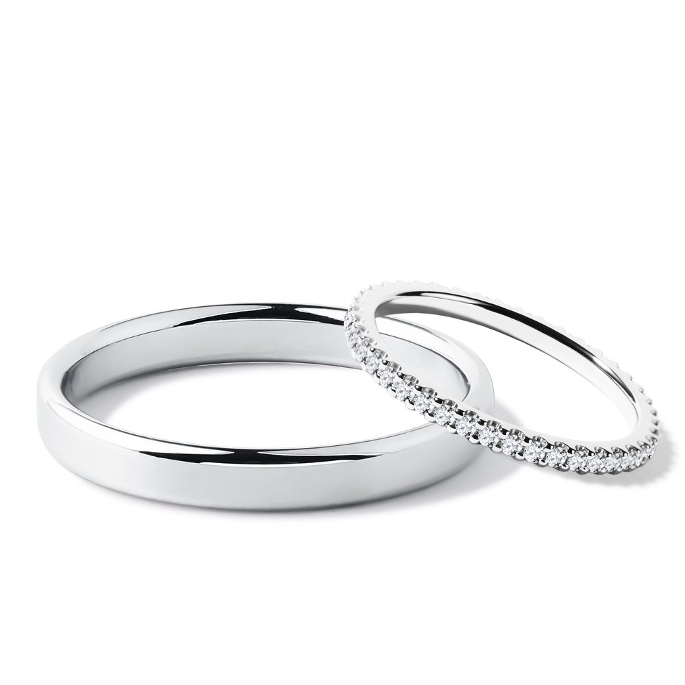 E-shop Set eternity & hladký snubní prsten z bílého zlata