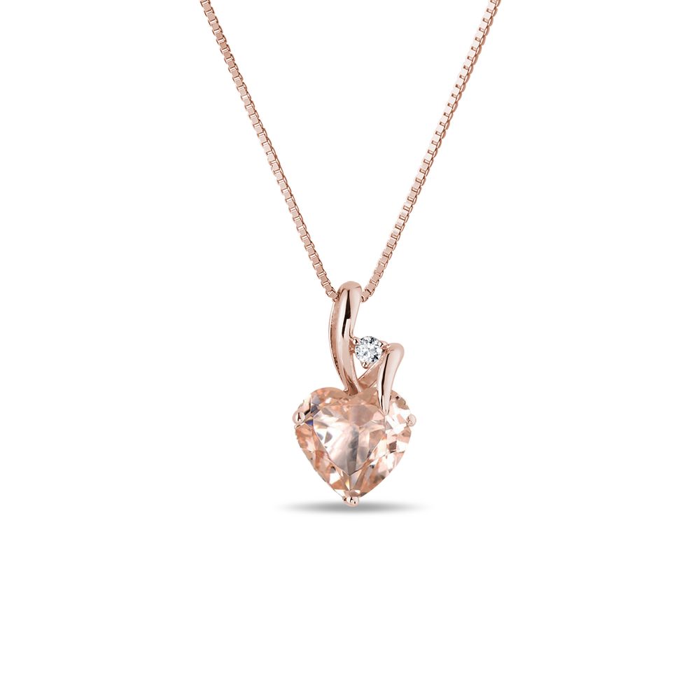 E-shop Náhrdelník srdce s broskvovým morganitem v růžovém zlatě