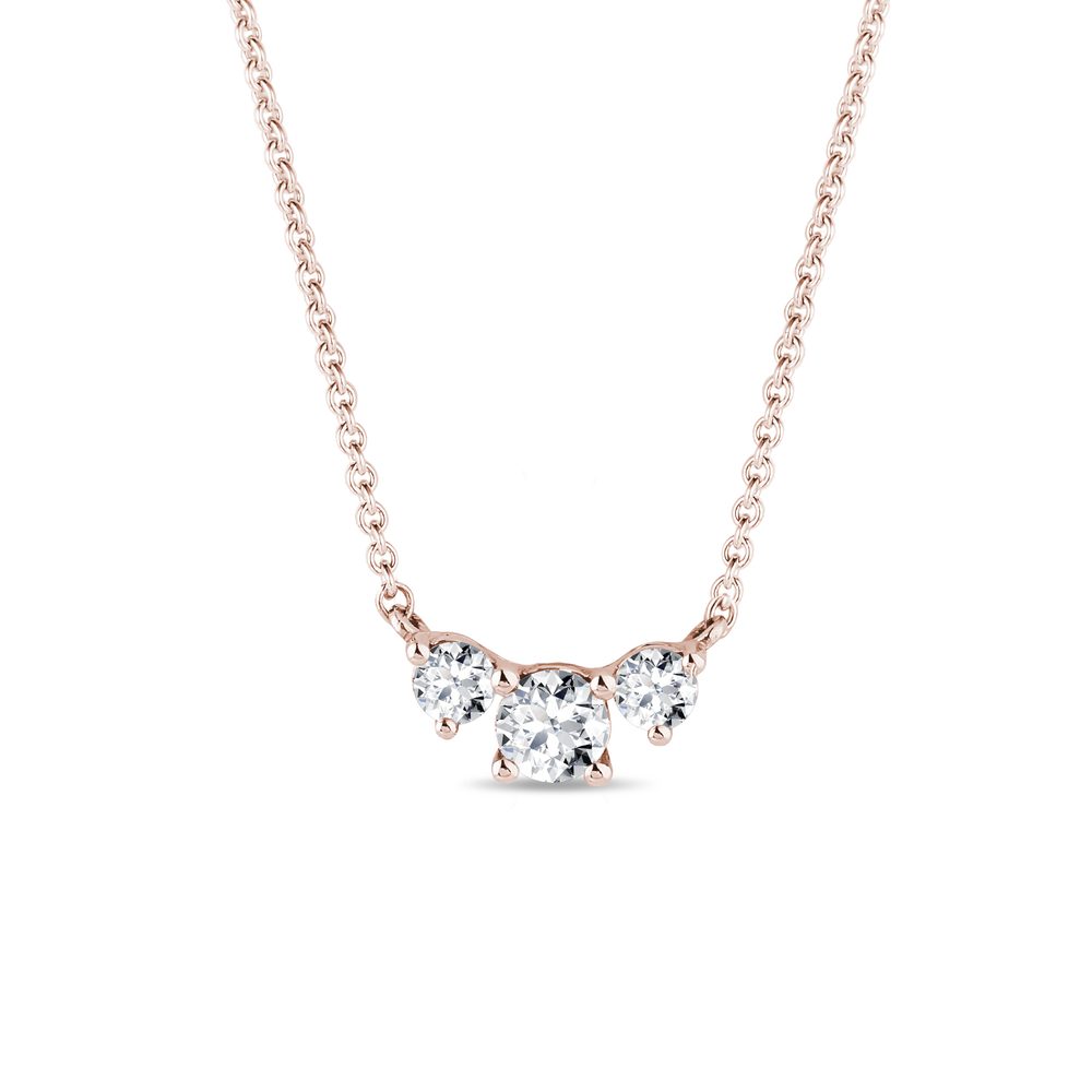E-shop Náhrdelník se třemi diamanty v růžovém zlatě