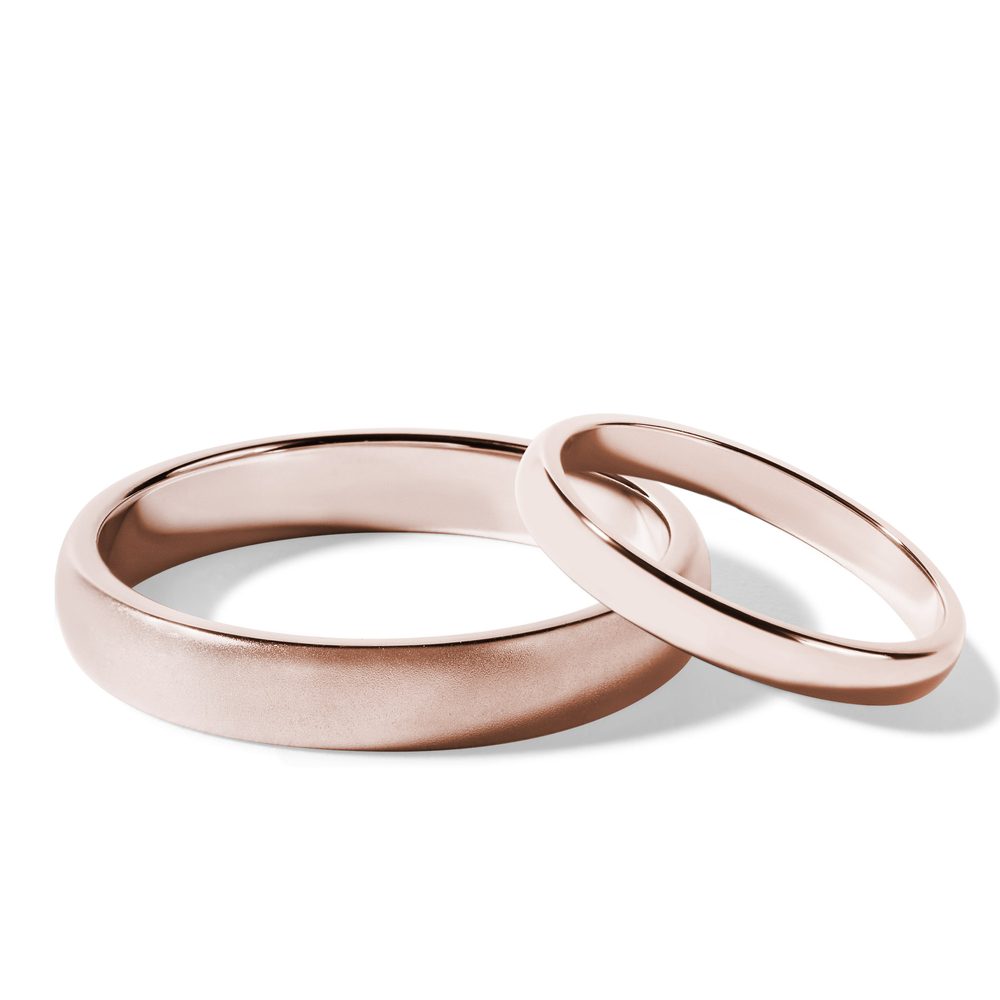 E-shop Sada snubních prstenů lesk a satin v růžovém zlatě