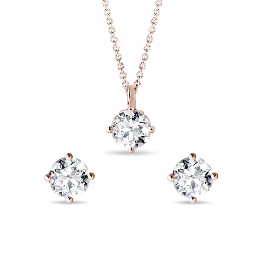 Sada šperků s lab grown diamanty v růžovém zlatě KLENOTA