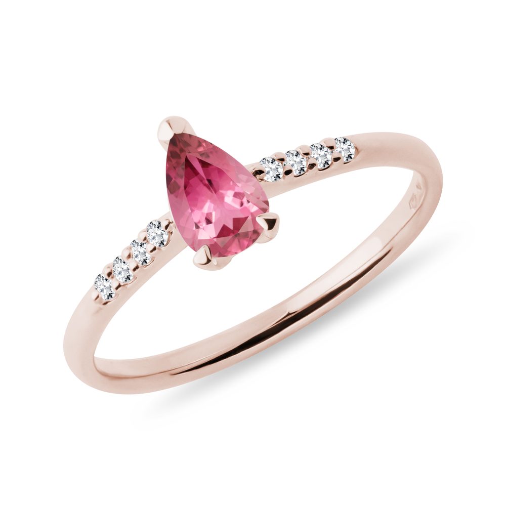 E-shop Prsten s růžovým turmalínem a brilianty v růžovém zlatě