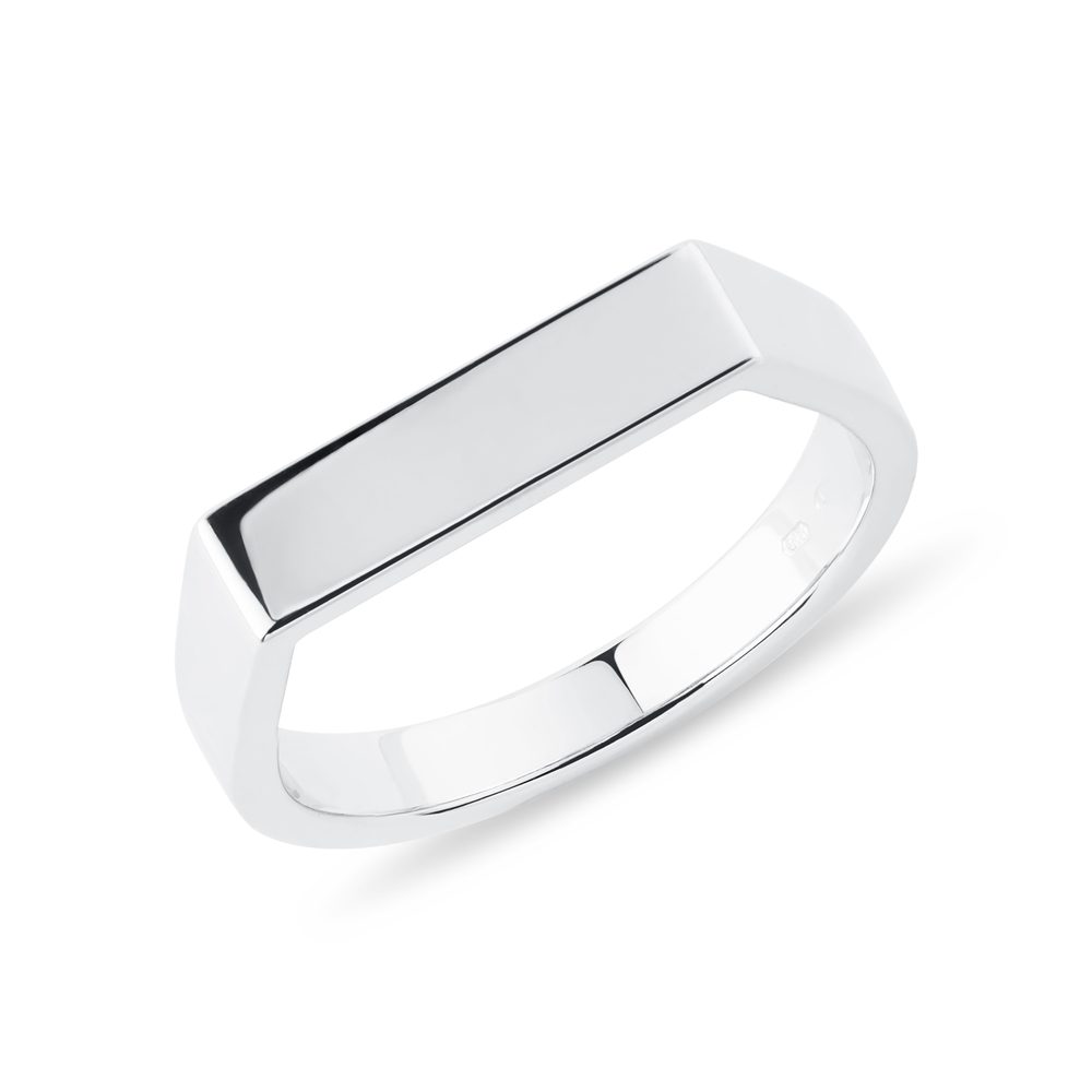 E-shop Široký prsten na malíček s rovnou ploškou v bílém zlatě