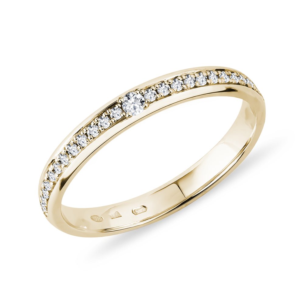 Dámský prsten ze žlutého zlata s diamanty KLENOTA