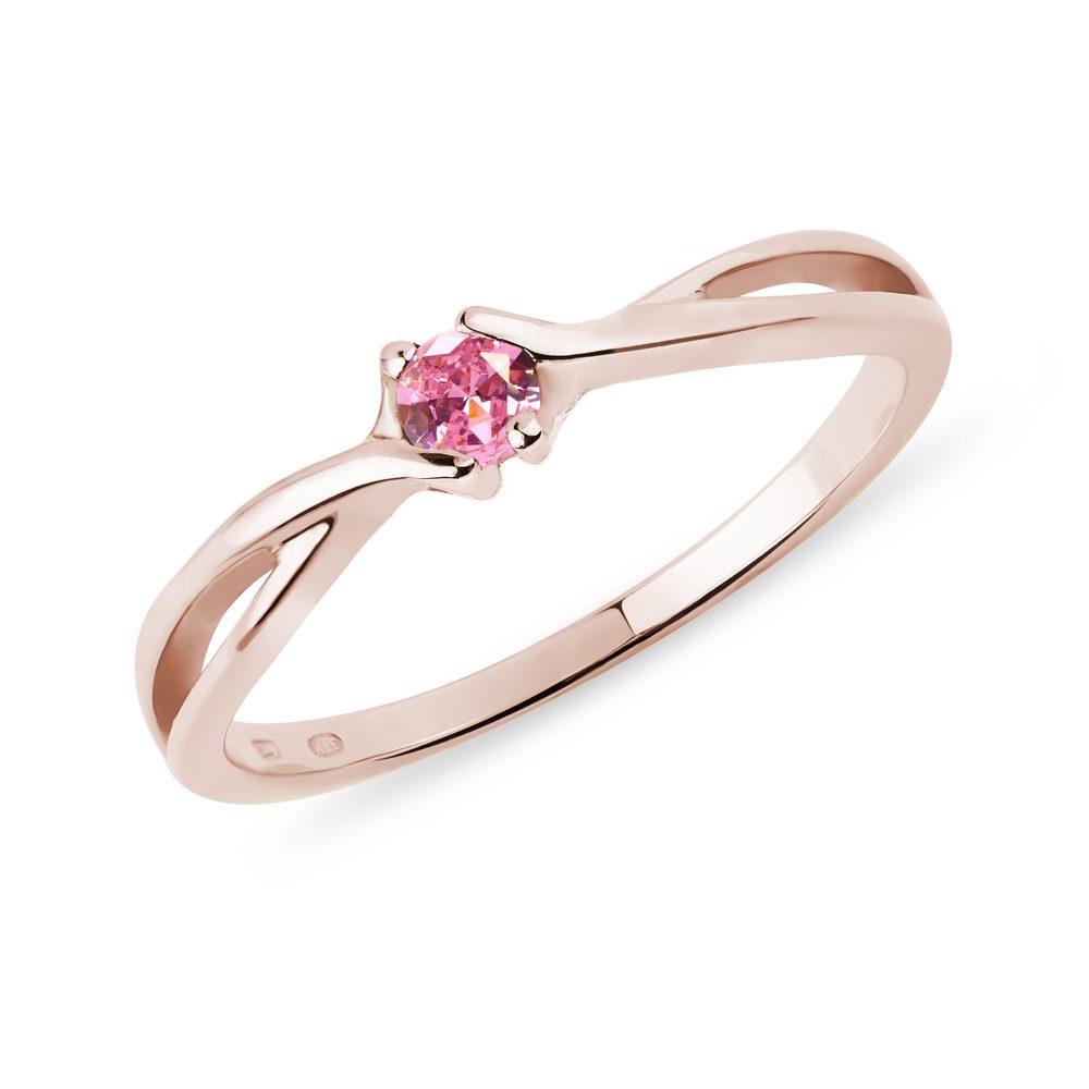E-shop Zlatý prsten s růžovým safírem