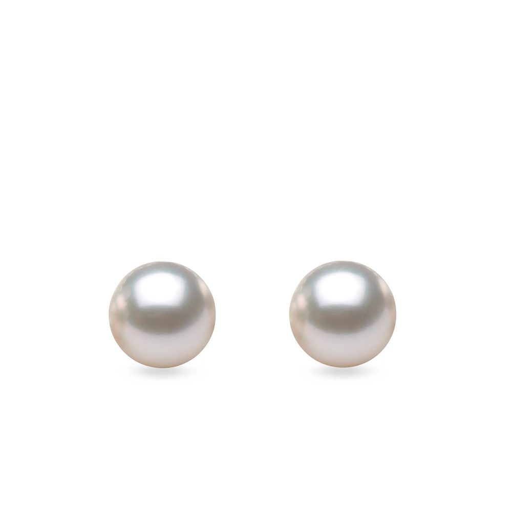Náušnice s perlou Akoya v bílém zlatě KLENOTA