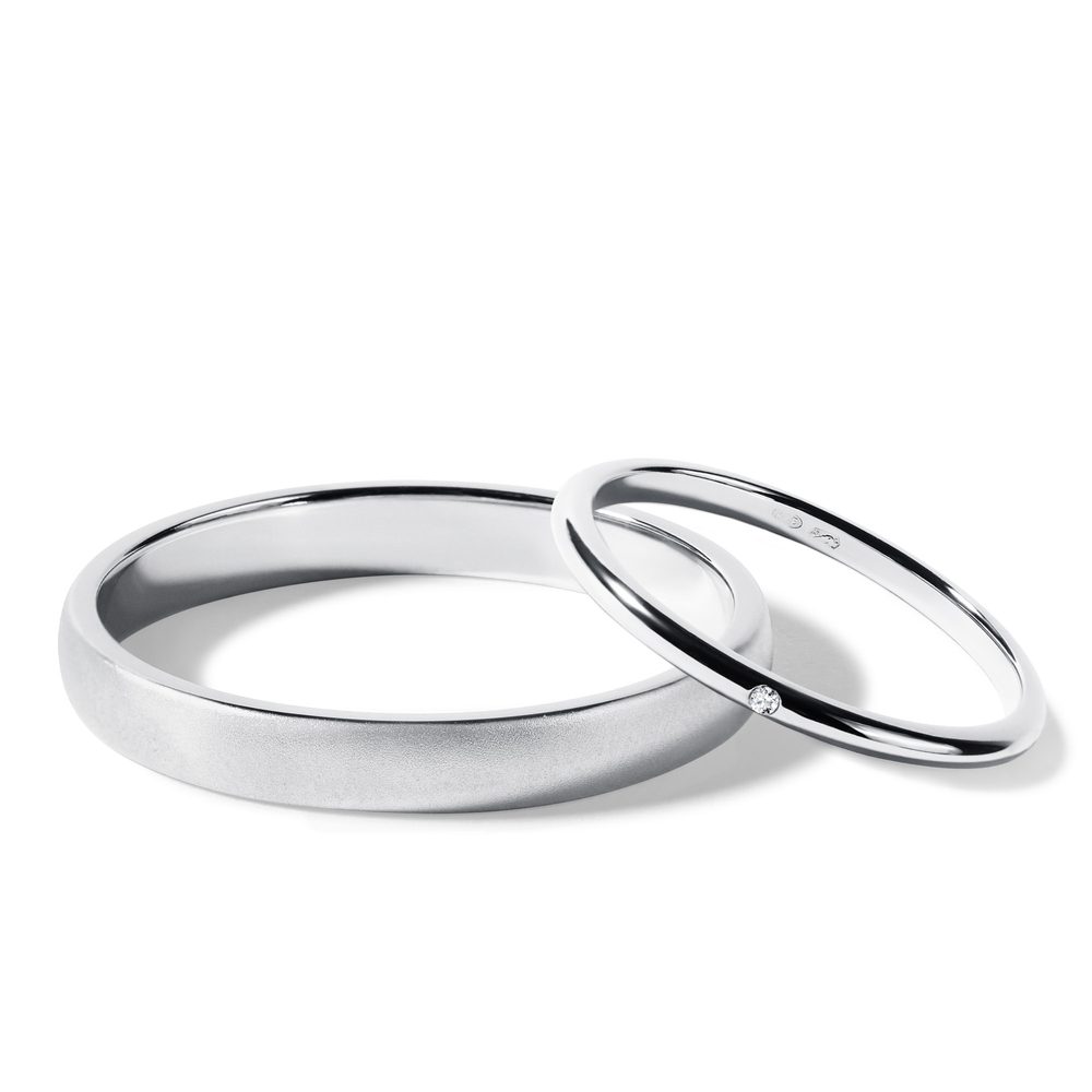 E-shop Sada snubních prstenů diamant a satin v bílém zlatě