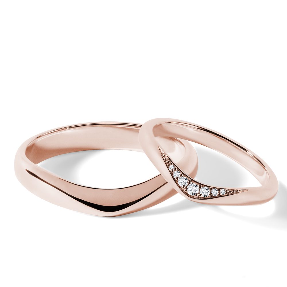 Originální snubní prsteny v růžovém zlatě KLENOTA