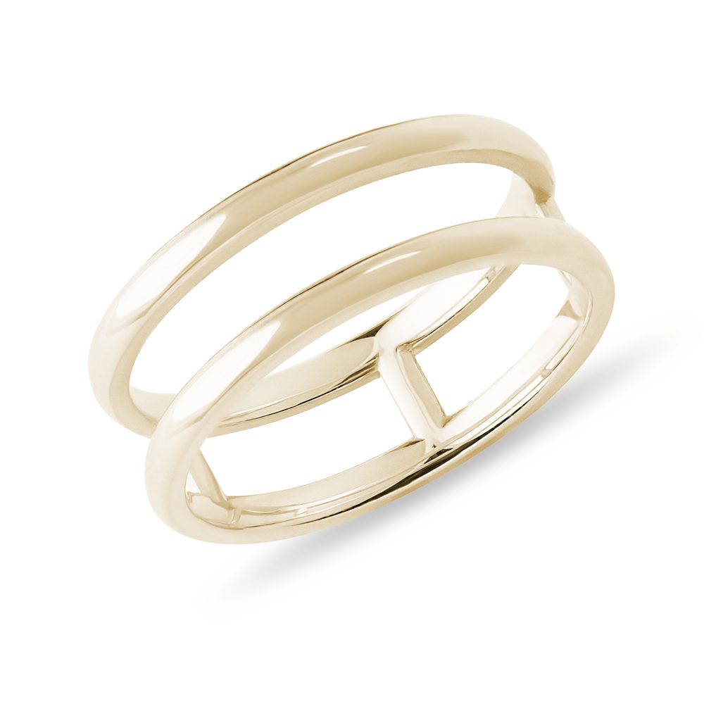 Dvojitý prsten ve žlutém 14k zlata KLENOTA