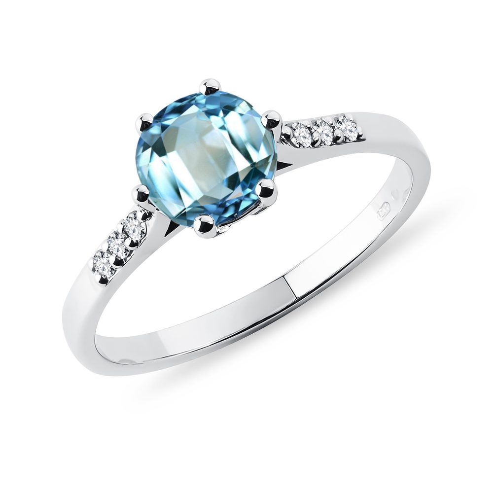 E-shop Zlatý prsten s topazem a diamanty