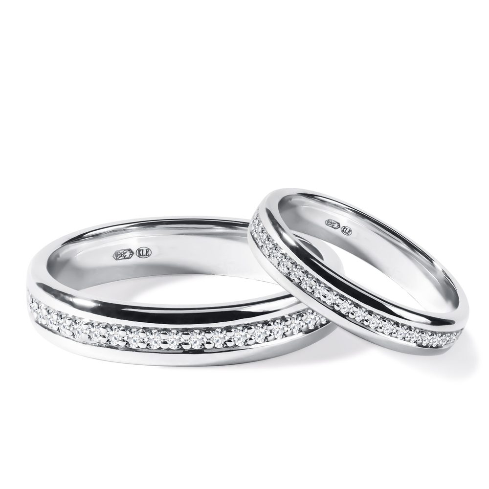 E-shop Sada snubních diamantových prstenů eternity z bílého zlata