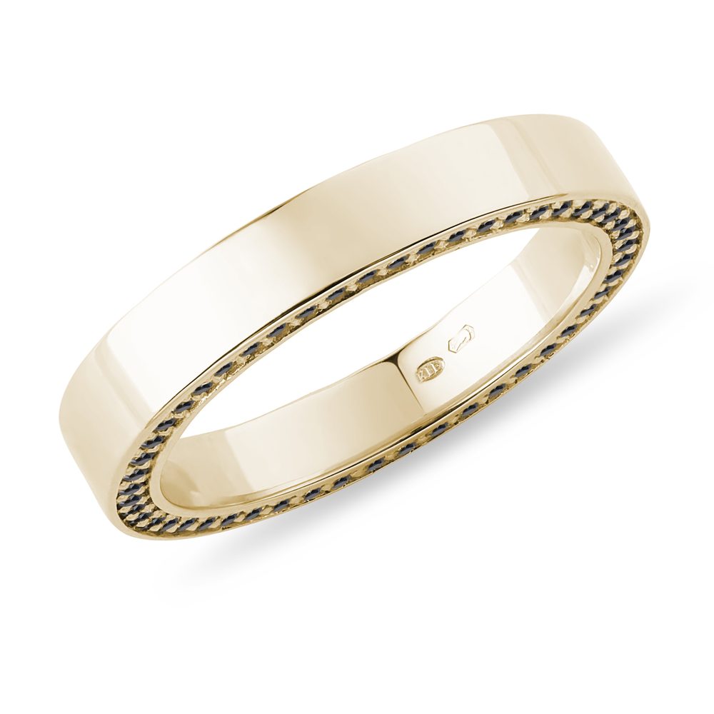 E-shop Pánský snubní prsten s černými diamanty ve zlatě