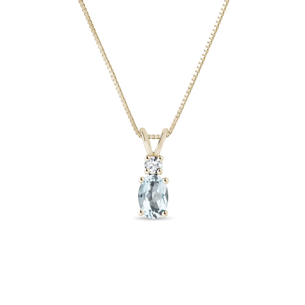 Náhrdelník ze žlutého zlata s oválným akvamarínem KLENOTA