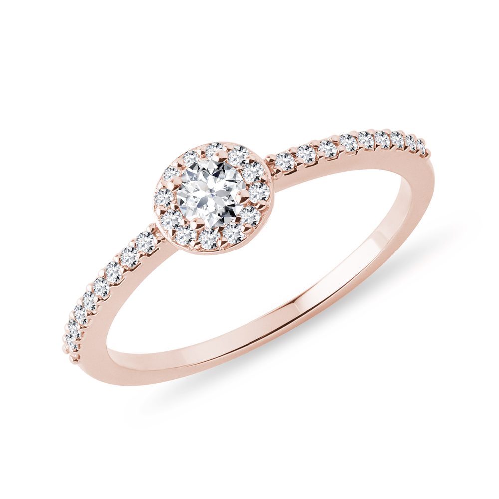 Zásnubní prsten z růžového zlata s diamanty KLENOTA