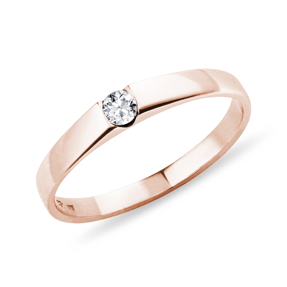 E-shop Prsten s diamantem v růžovém 14k zlatě