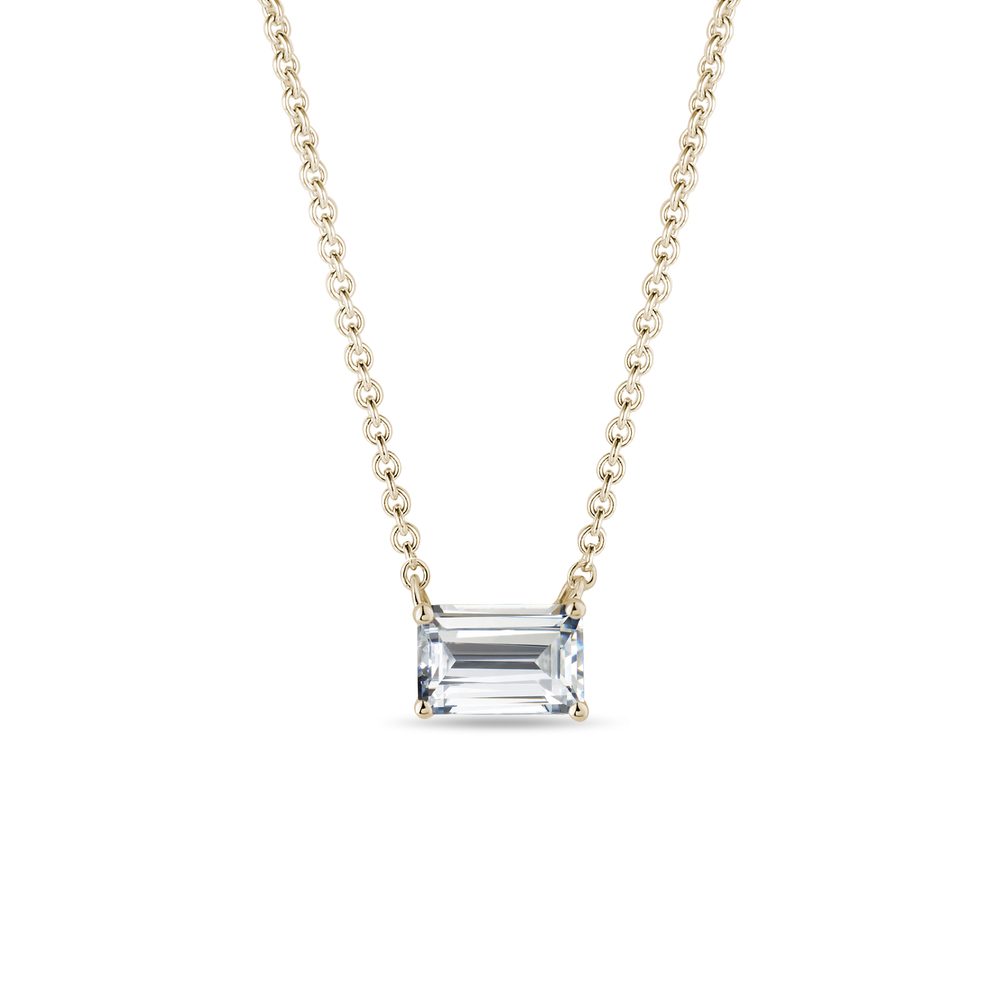 Náhrdelník ze žlutého zlata s lab grown diamantem KLENOTA