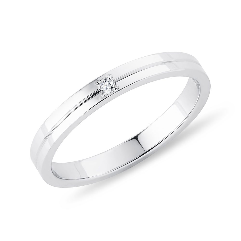E-shop Dámský snubní prsten z bílého zlata s diamantem