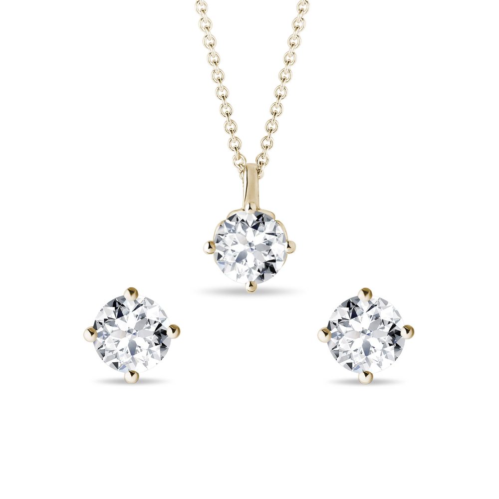 Sada šperků s lab grown diamanty ve žlutém zlatě KLENOTA