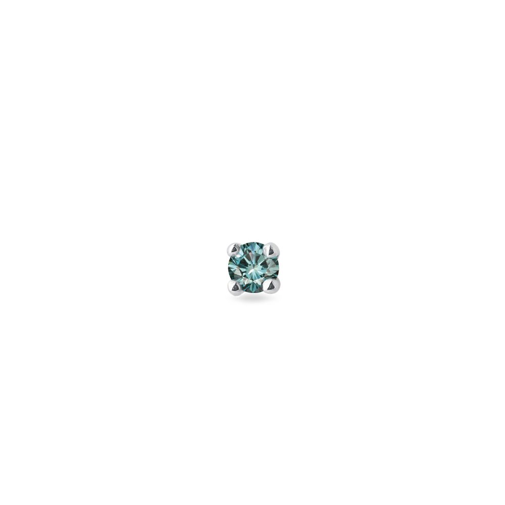 E-shop Jedna drobná náušnice z bílého zlata s modrým diamantem