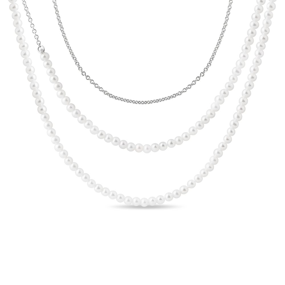 Šňůra ze sladkovodních perel v délce 85 cm v bílém zlatě KLENOTA