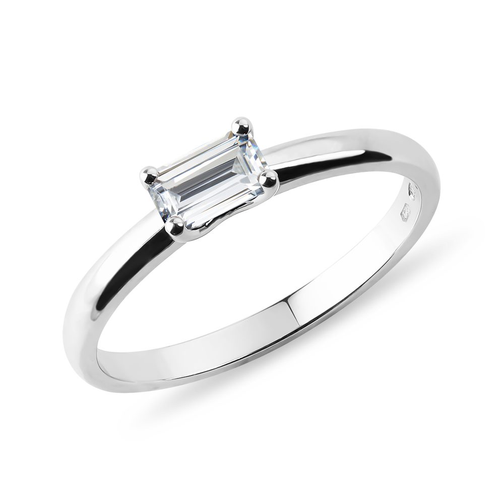 E-shop Moissanite prsten z bílého 14k zlata