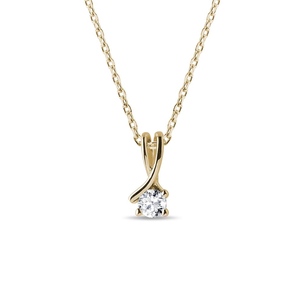 E-shop Zlatý náhrdelník stužka s briliantem
