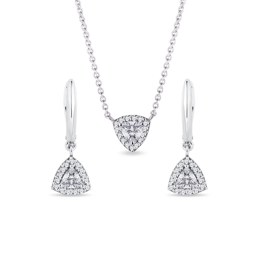 E-shop Souprava diamantových šperků z bílého 14k zlata