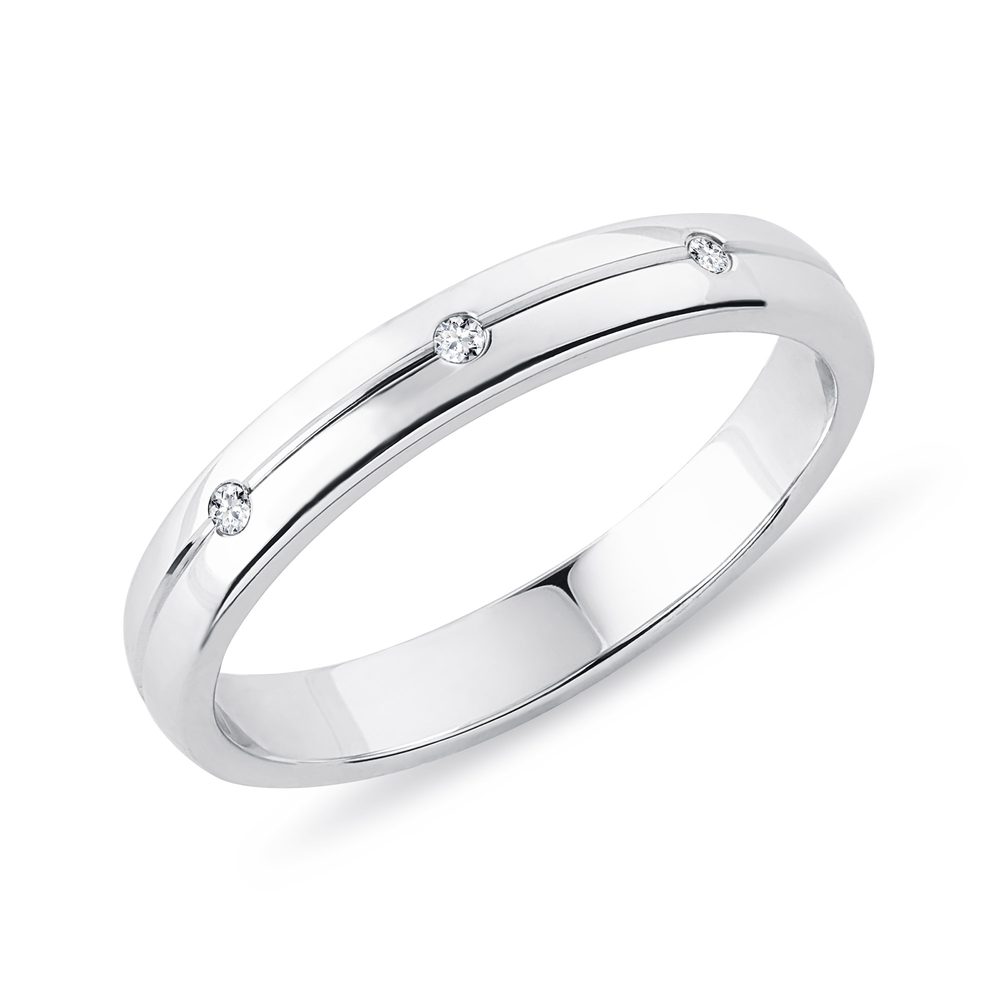 Dámský snubní prsten z bílého zlata s diamanty KLENOTA