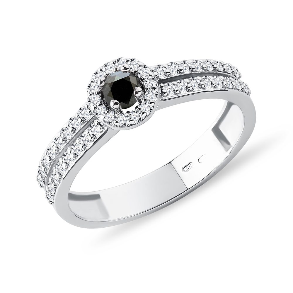 E-shop Diamantový prsten z bílého zlata s černým diamantem