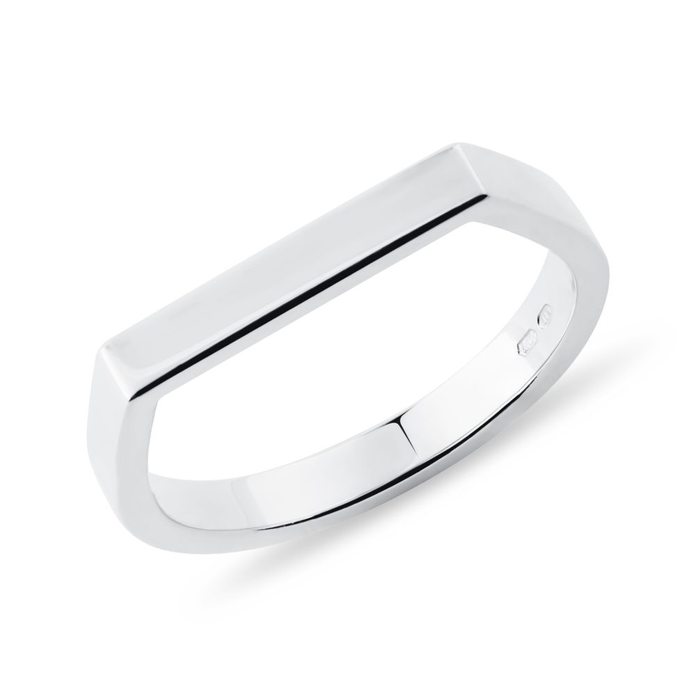 E-shop Prsten z bílého zlata s rovnou ploškou