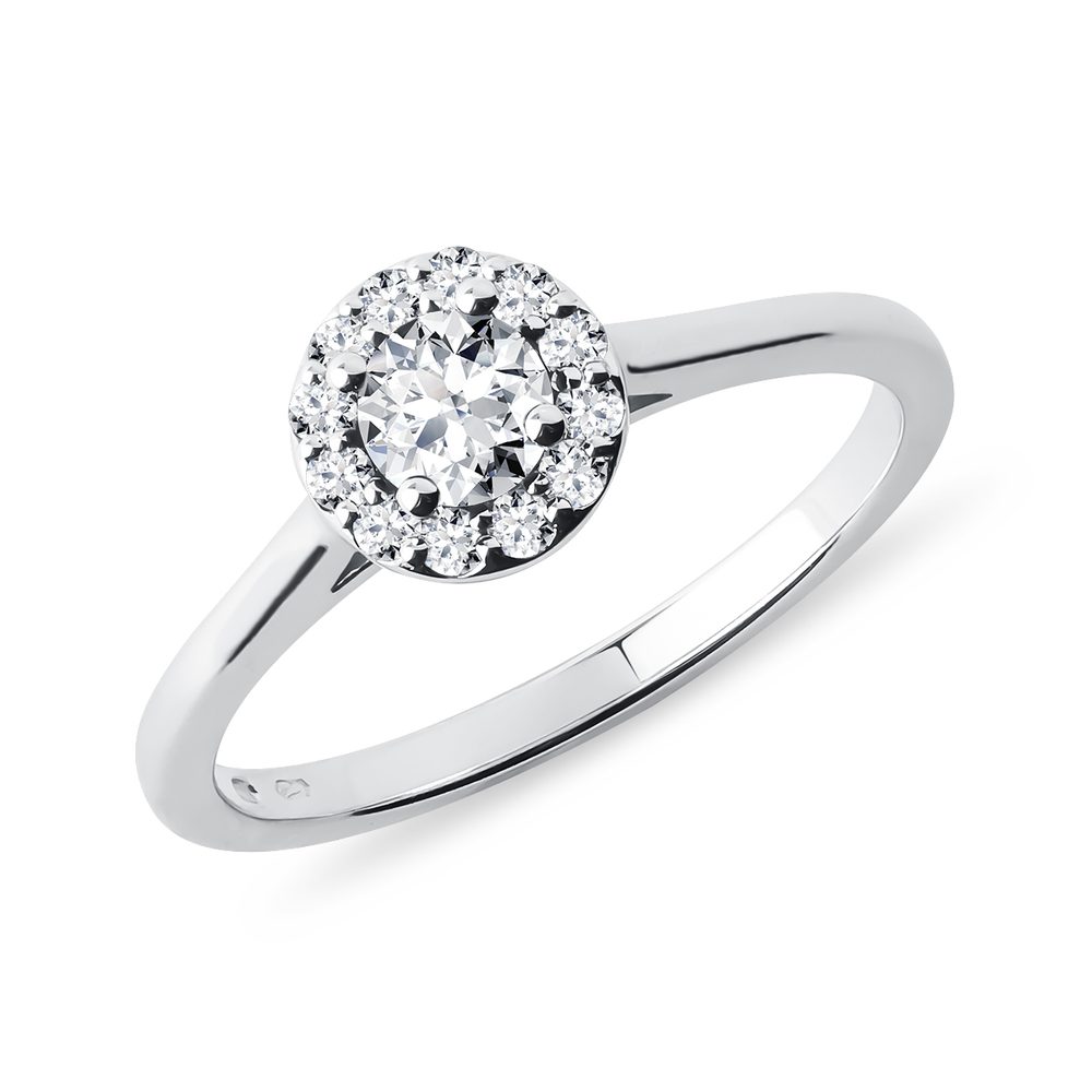 E-shop Diamantový halo prsten v bílém zlatě