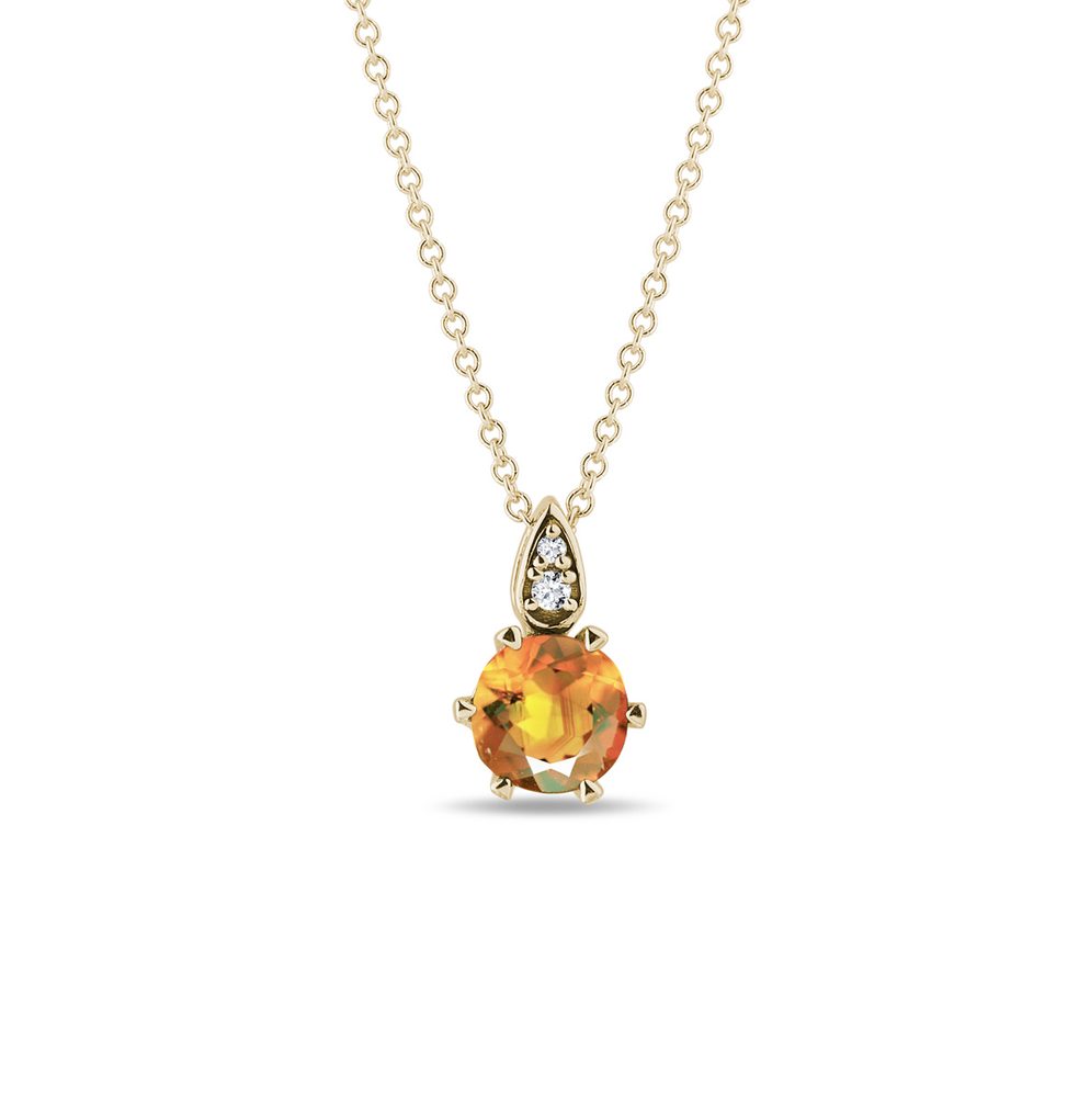 E-shop Zlatý náhrdelník s citrínem madeira a diamanty