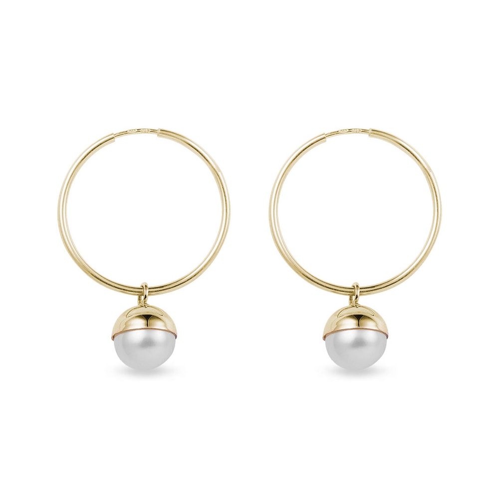 Kruhové zlaté náušnice s perlou KLENOTA