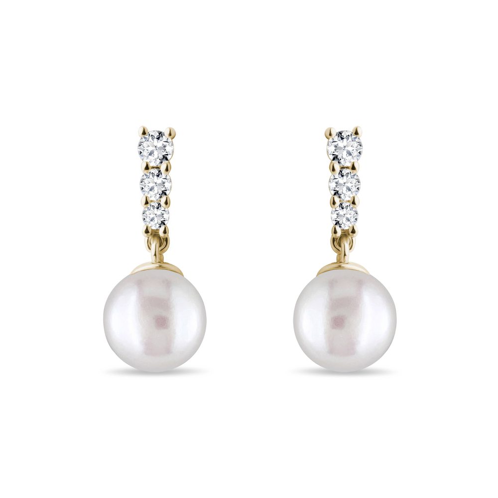 E-shop Zlaté náušnice s perlou a brilianty