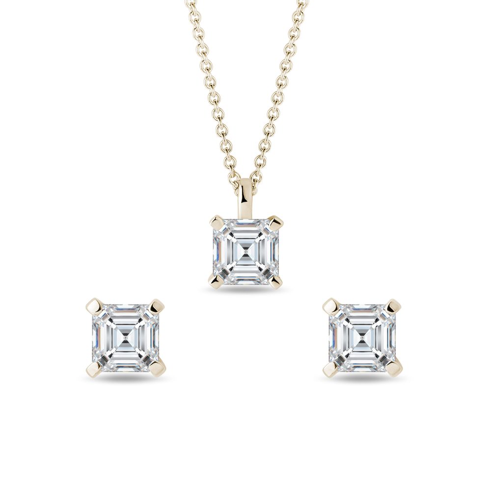 Sada šperků s asscher diamanty ve žlutém zlatě KLENOTA