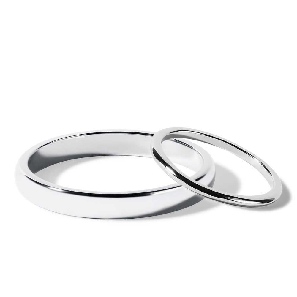 E-shop Sada hladkých snubních prstenů v bílém zlatě