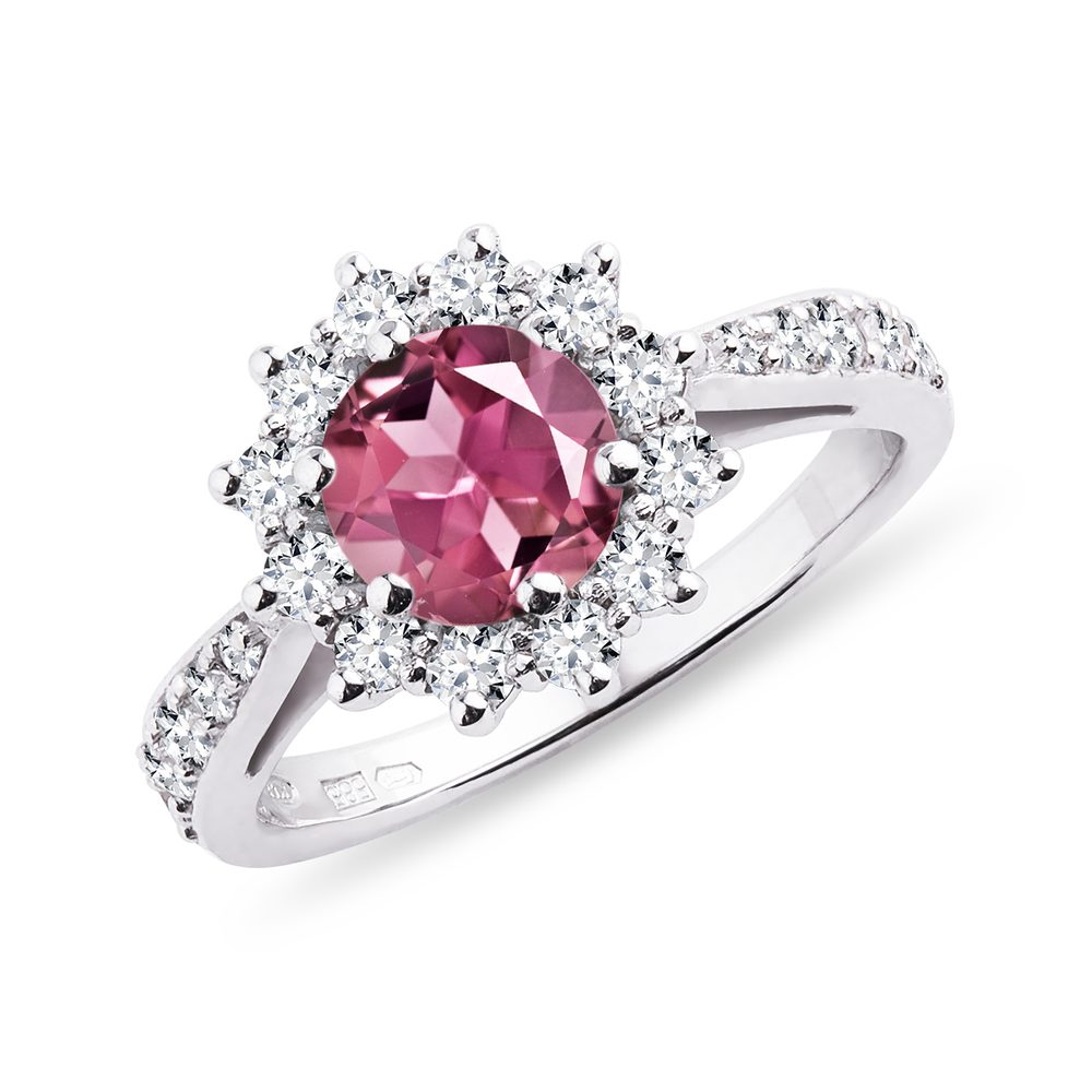 E-shop Luxusní zlatý prsten s turmalínem a diamanty