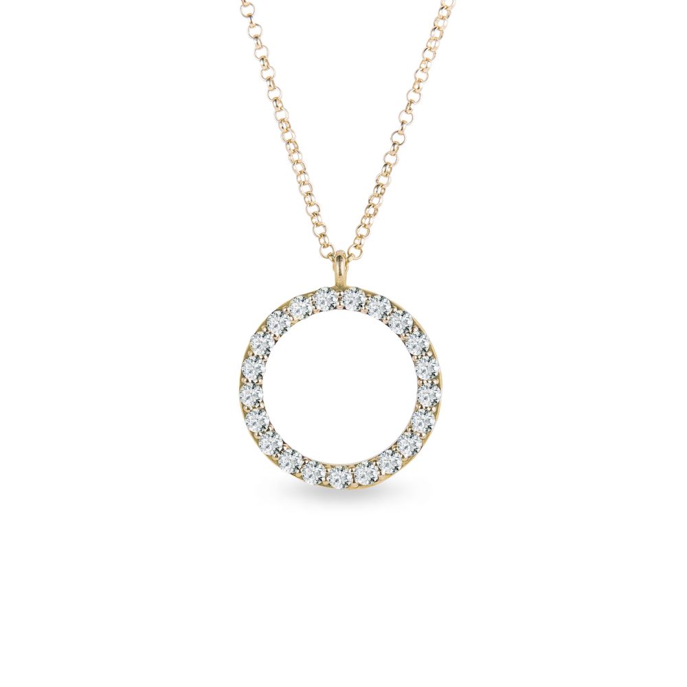 Kruhový náhrdelník ze žlutého zlata s diamanty KLENOTA