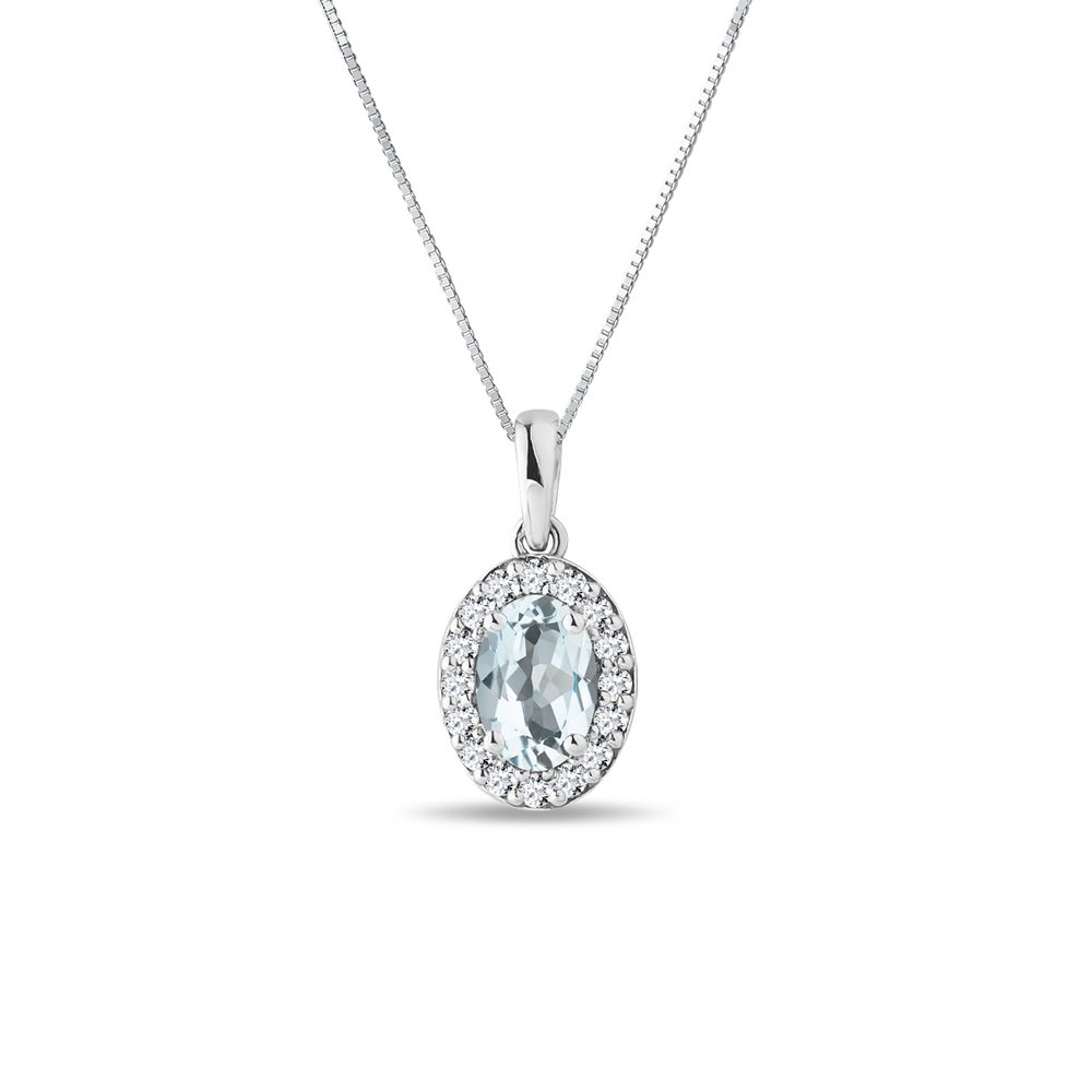 E-shop Přívěsek s akvamarínem a diamanty v bílém zlatě