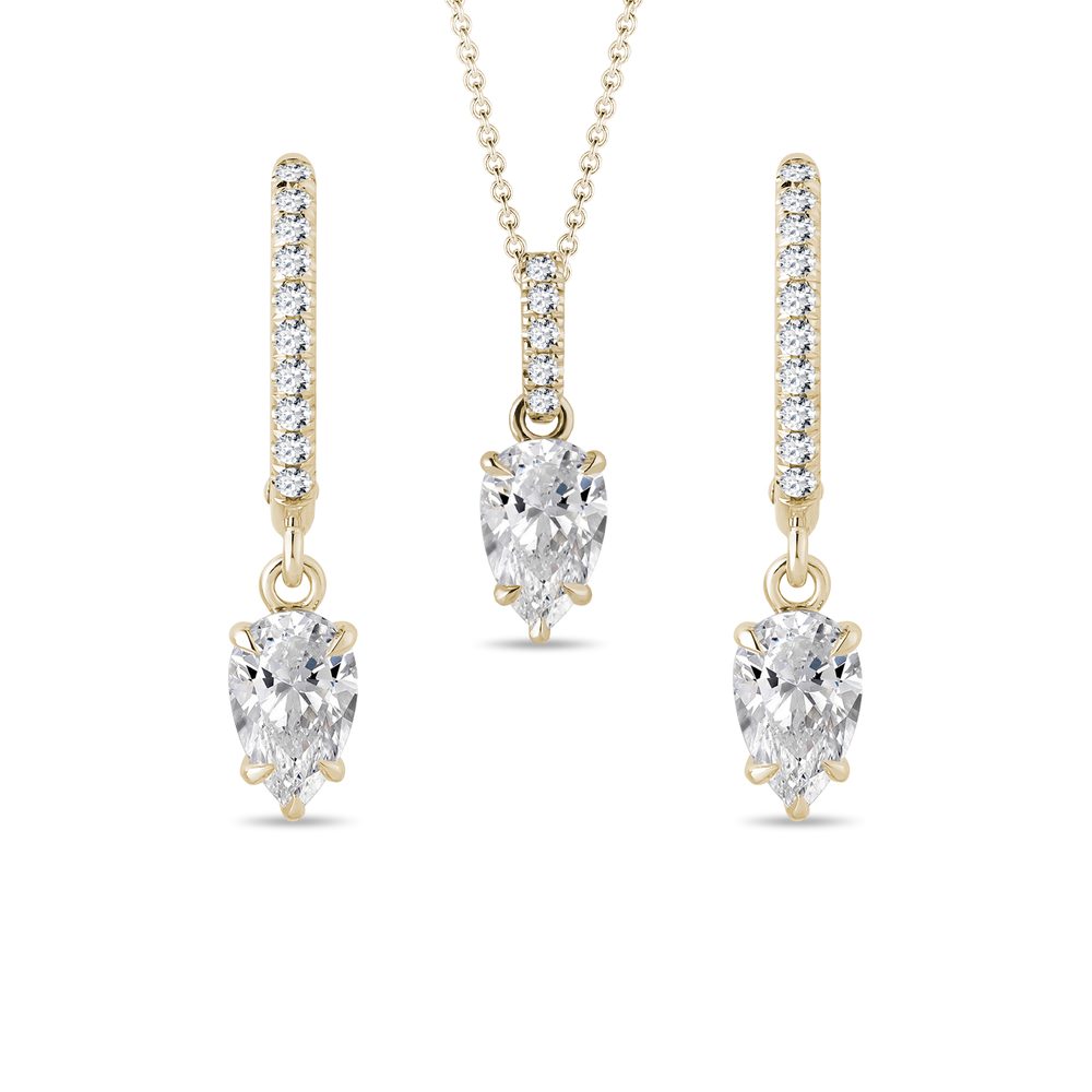 Sada šperků s lab grown diamanty ve žlutém 14k zlatě KLENOTA