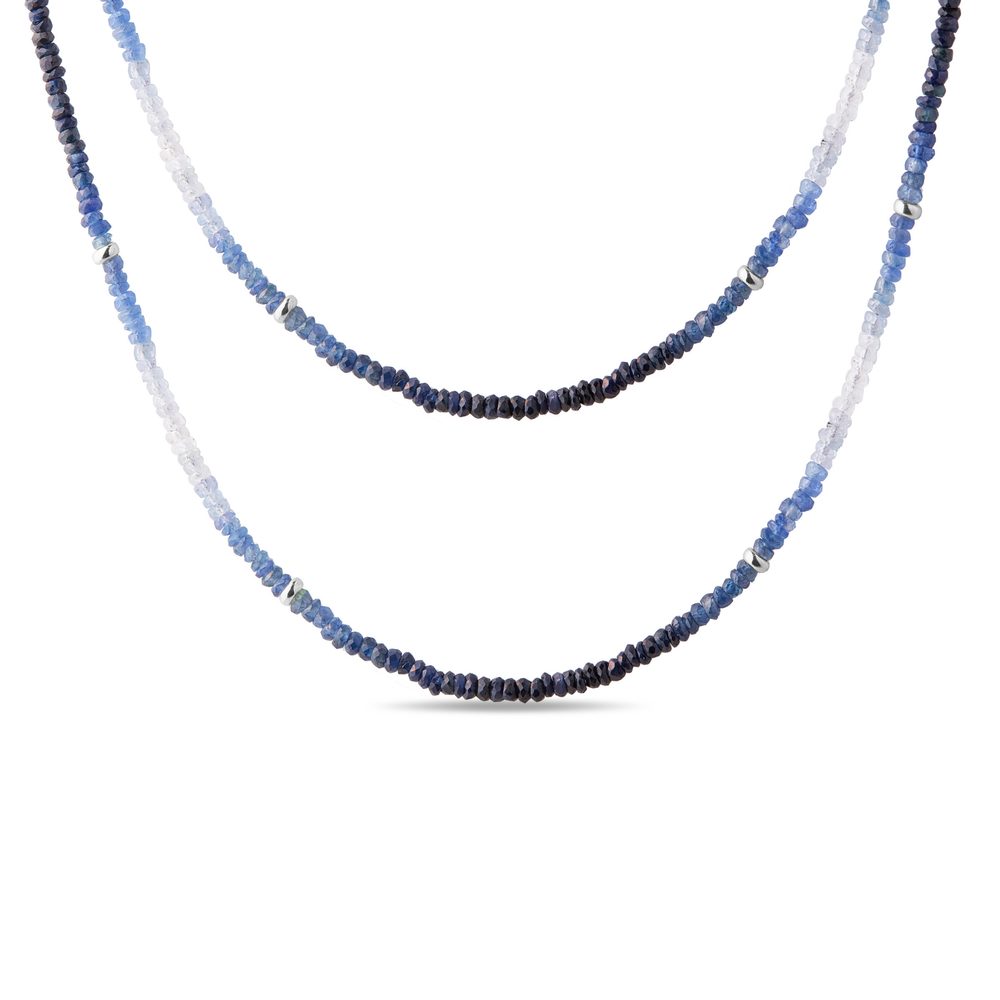 Safírový náhrdelník s komponenty v bílém zlatě KLENOTA